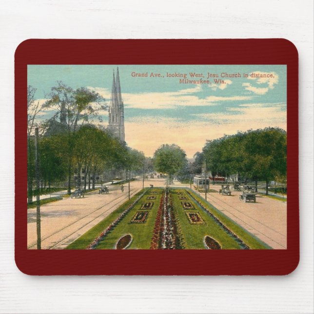 Grand Ave., Milwaukee, Wisconsin  Vintage Mouse Mat (Front)