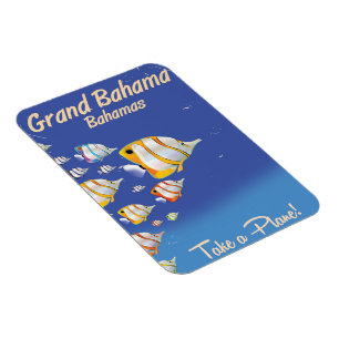 Grand Bahama Vintage Tropical fish travel poster Magnet