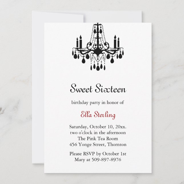 Grand Ballroom Birthday Invitation (white) (Front)