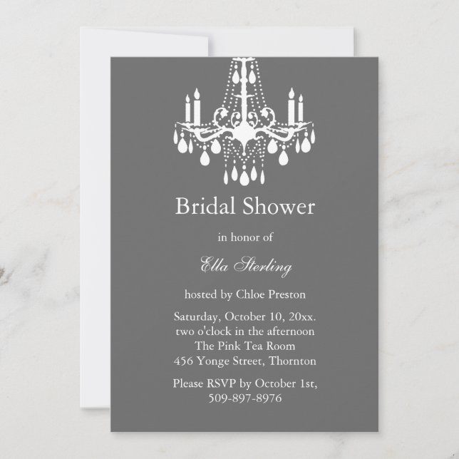 Grand Ballroom Bridal Shower Invitation (grey) (Front)