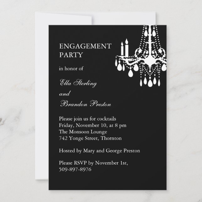 Grand Ballroom Engagement Party Invitation (black) (Front)
