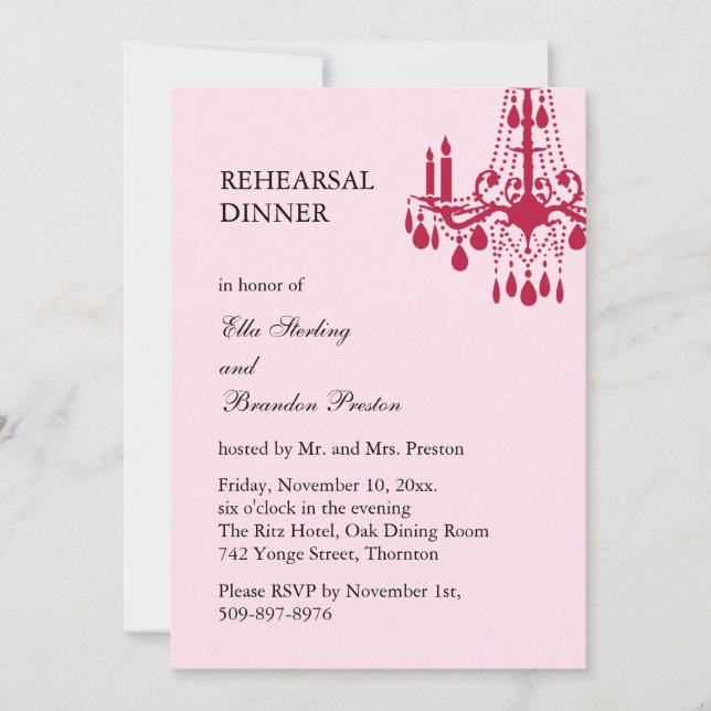 Grand Ballroom Rehearsal Dinner Invitation (red) (Front)