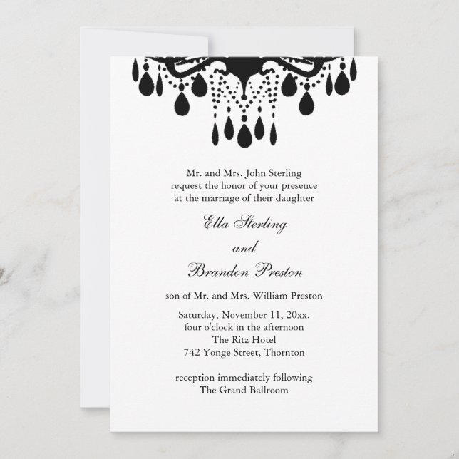 Grand Ballroom Wedding Invitation 1 (white) (Front)