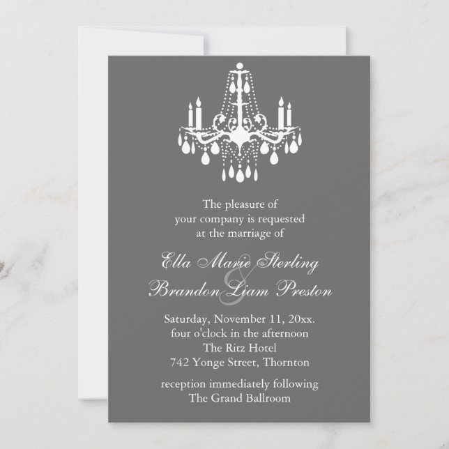 Grand Ballroom Wedding Invitation 2 (grey) (Front)