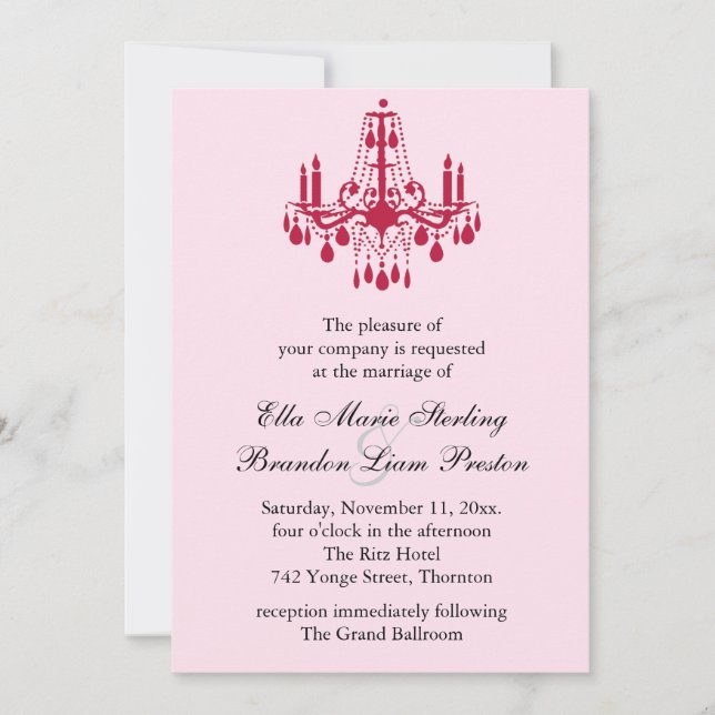 Grand Ballroom Wedding Invitation 2 (red) (Front)