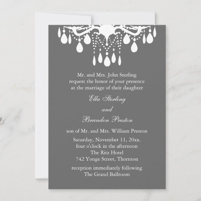 Grand Ballroom Wedding Invitation (grey) (Front)