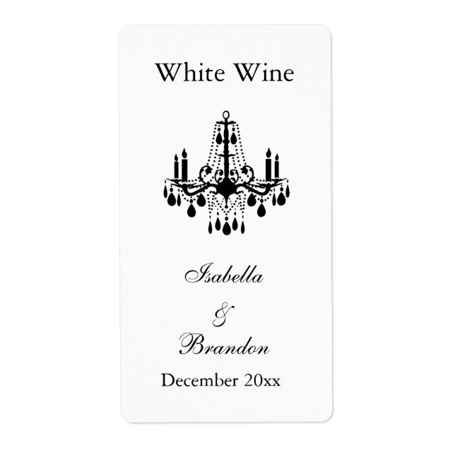 Grand Ballroom Wedding Wine Label (white) (Front)