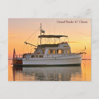 Grand Banks trawler at sunset, 42' Classic Postcard