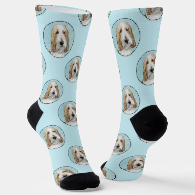 Grand Basset Griffon Vendeen GBGV Original Dog Art Socks (Angled)