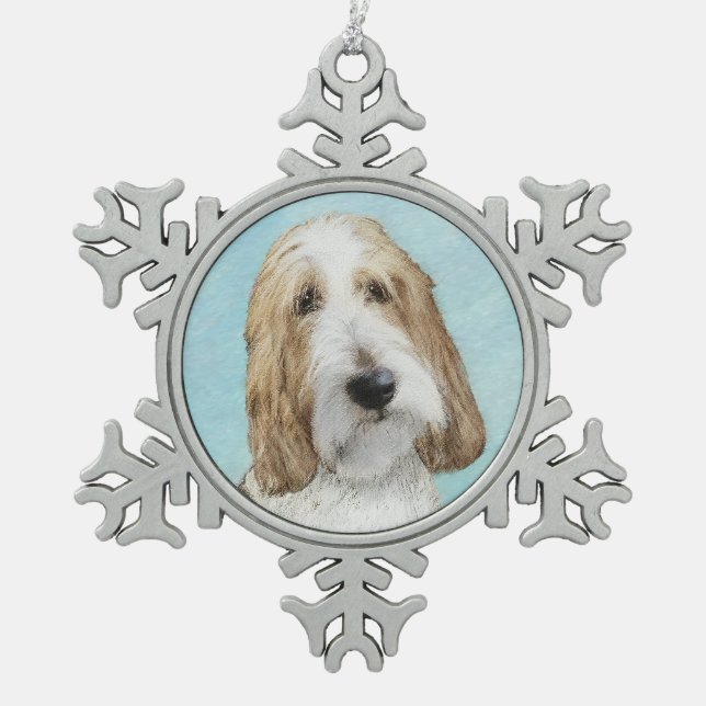 Grand Basset Griffon Vendeen - Original Dog Art Snowflake Pewter Christmas Ornament (Front)