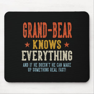 Grand-bear knows everything father's day retro mouse mat