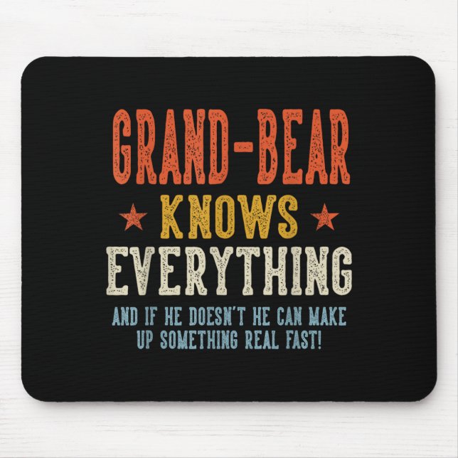 Grand-bear knows everything father's day retro mouse mat (Front)