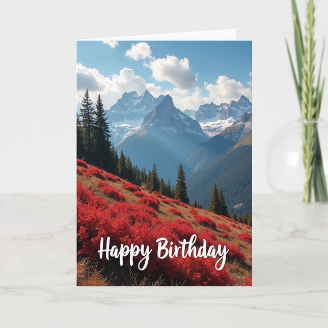 Grand Birthday Alpine Peaks Card (Front)