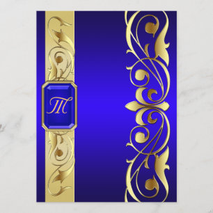 Grand Blue Jewel Gold And Blue Invitation