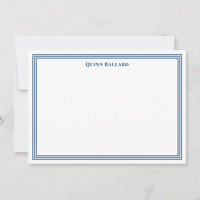 Grand Border Navy Blue Note Card (Front)