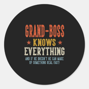 Grand-boss knows everything father's day retro classic round sticker
