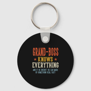 Grand-boss knows everything father's day retro key ring