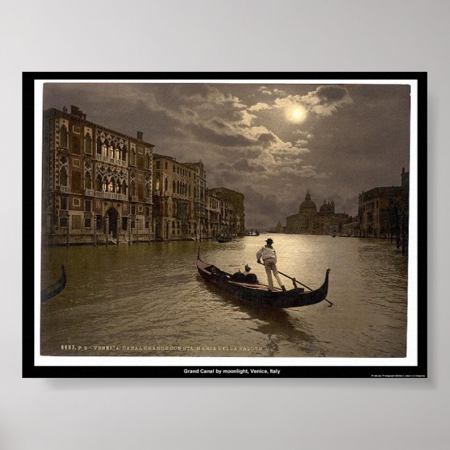 Grand Canal by moonlight, Venice, Italy Poster (Front)
