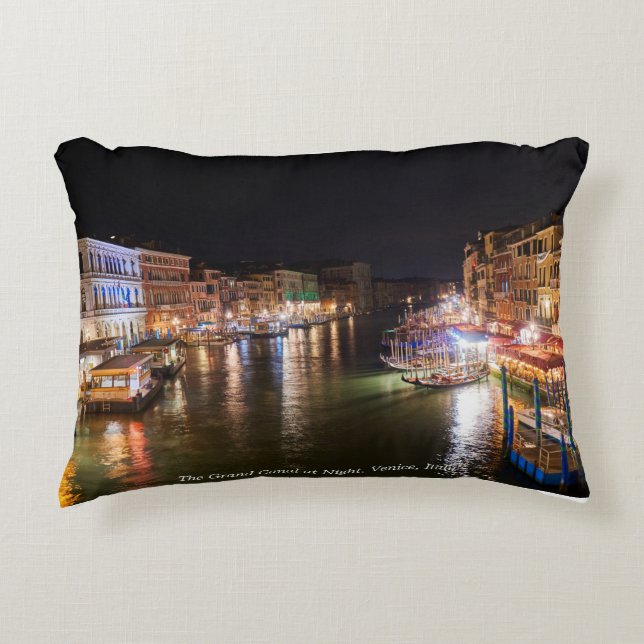 Grand Canal by Night, Venice, Italy Decorative Cushion (Front)