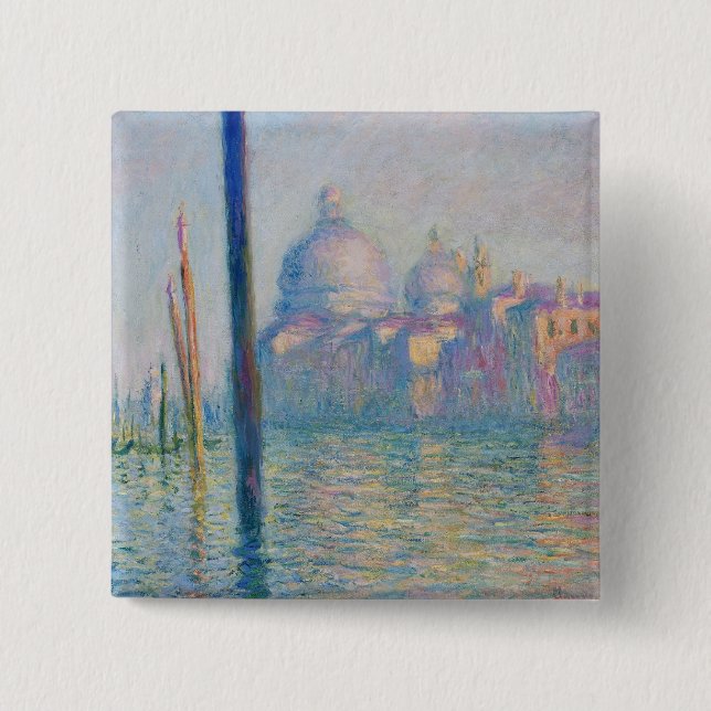 Grand Canal Monet Venice Italy Classic Painting 15 Cm Square Badge (Front)