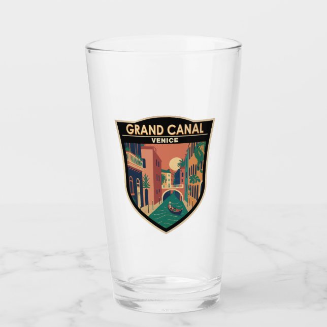 Grand Canal Venice Travel Art Vintage Glass (Front)