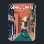 Grand Canal Venice Travel Art Vintage Magnet<br><div class="desc">Grand Canal Venice vector art design. The Grand Canal is a channel in Venice,  Italy. It forms one of the major water-traffic corridors in the city.</div>