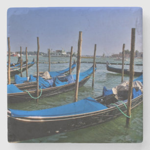 Grand Canal water with gondalo boats lined up Stone Coaster