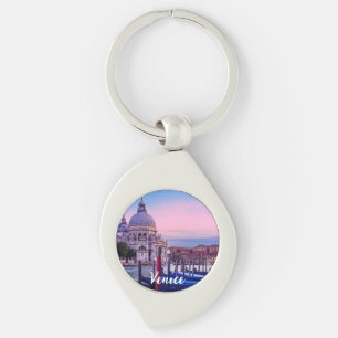 Grand Canal with gondolas and church in Venice Key Ring