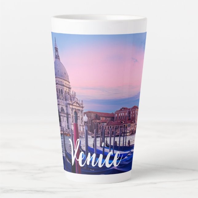Grand Canal with gondolas and church in Venice Latte Mug (Front)
