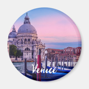 Grand Canal with gondolas and church in Venice Magnet