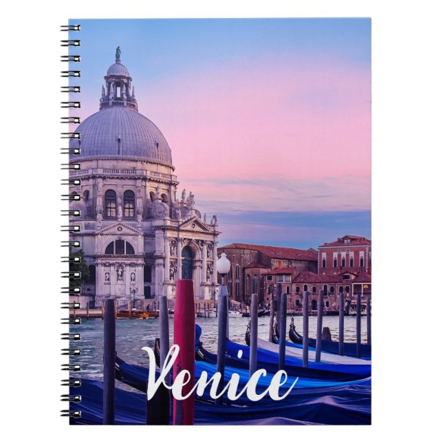 Grand Canal with gondolas and church in Venice Notebook (Front)