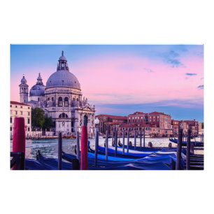 Grand Canal with gondolas and church in Venice Photo Print