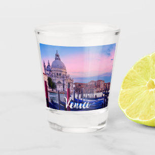 Grand Canal with gondolas and church in Venice Shot Glass