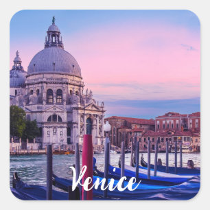 Grand Canal with gondolas and church in Venice Square Sticker