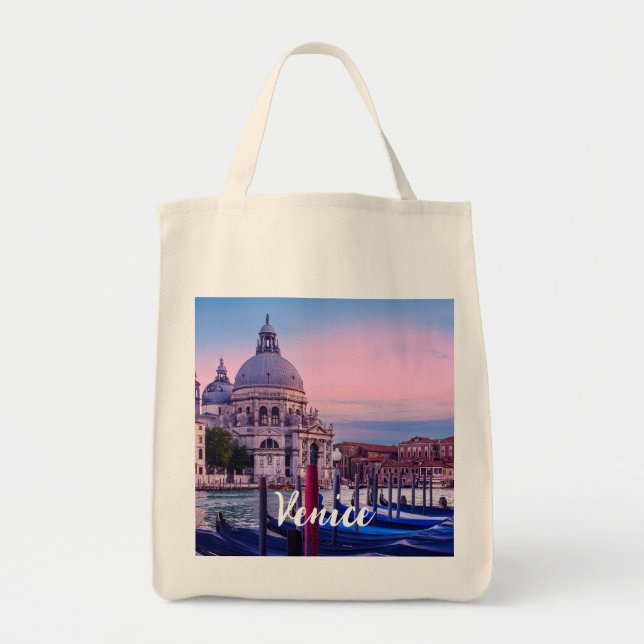 Grand Canal with gondolas and church in Venice Tote Bag (Front)