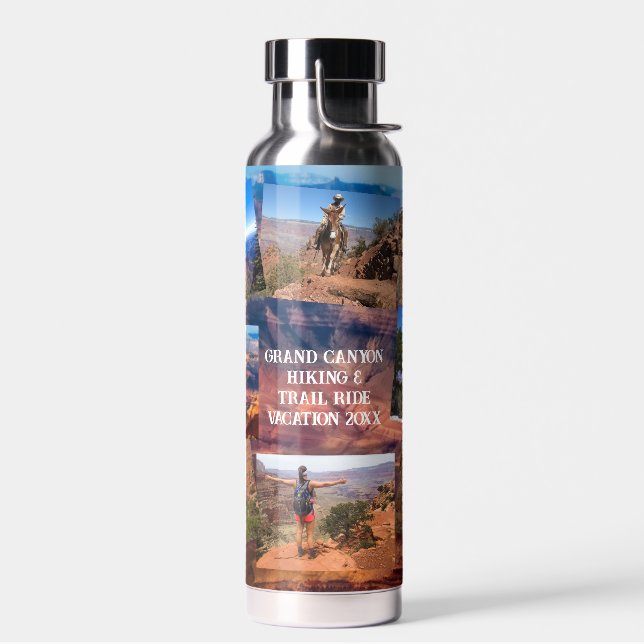  Grand Canyon Adventure 9 Photos Personalise Text Water Bottle (Left)