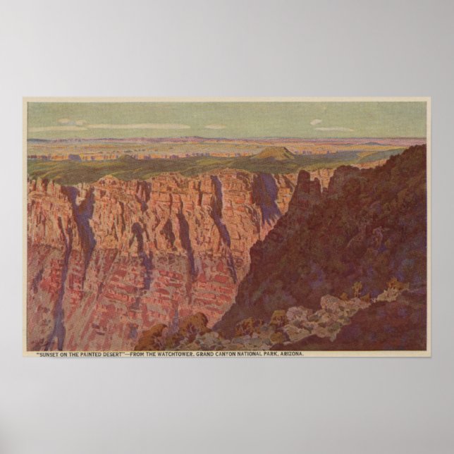 Grand Canyon, Arizona - Sunset on the Painted Poster (Front)
