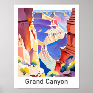 Grand Canyon Arizona Vintage Travel Illustration Poster