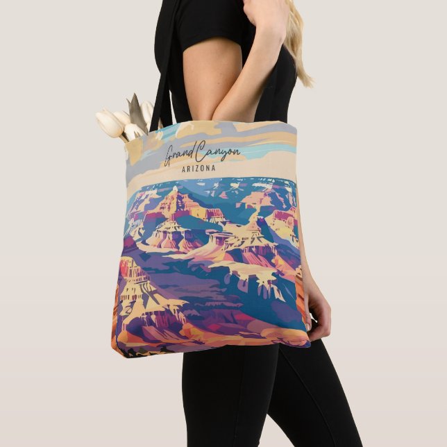 Grand Canyon Arizona Vintage Travel Illustration Tote Bag (Close Up)