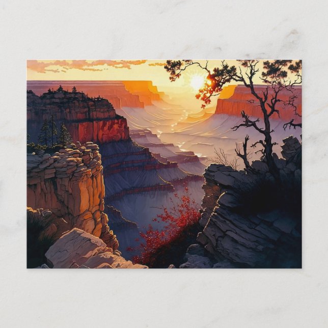 Grand Canyon at Sunset Digital Painting Postcard (Front)