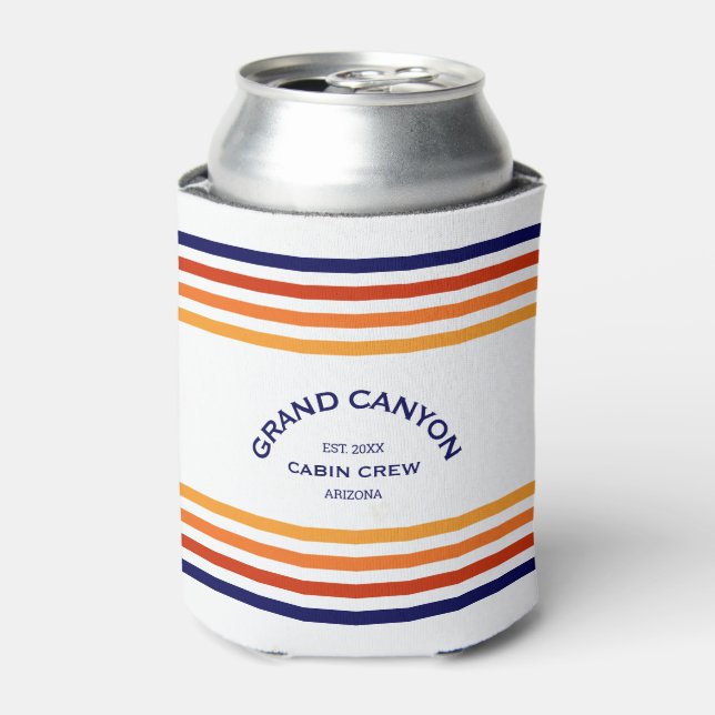 Grand Canyon Cabin Club Custom Crest Park Stripe Can Cooler (Can Front)