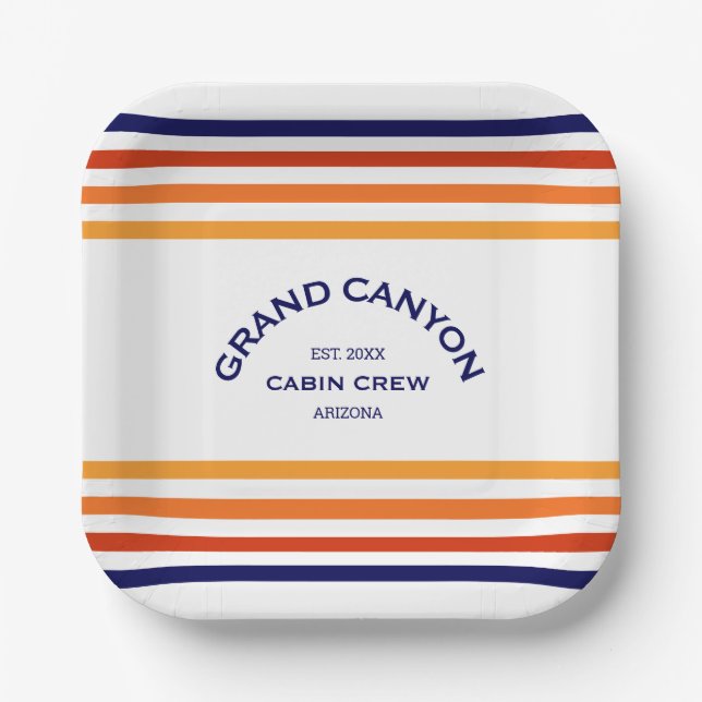 Grand Canyon Cabin Club Custom Crest Park Stripe Paper Plate (Front)