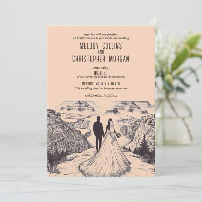 Grand Canyon Couple Wedding Invitation (Standing Front)