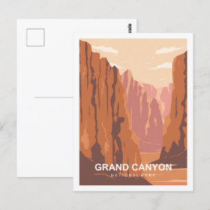 Grand Canyon Famous Travel Place Illustration Postcard