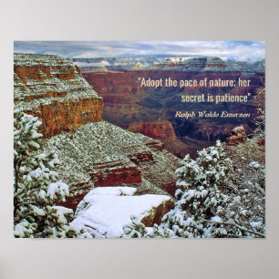 Grand Canyon in Winter with Emerson Quote Poster