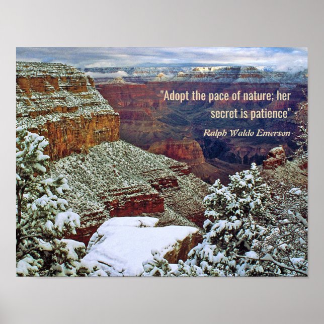 Grand Canyon in Winter with Emerson Quote Poster (Front)