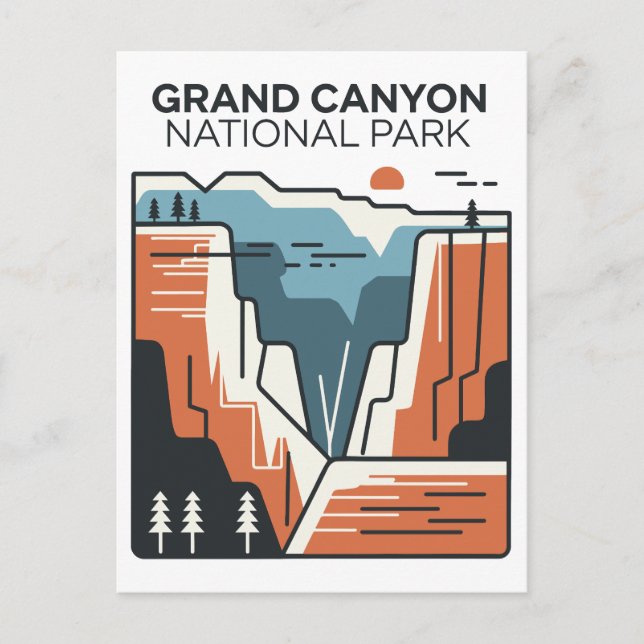 Grand Canyon National Park Abstract Illustration Holiday Postcard (Front)