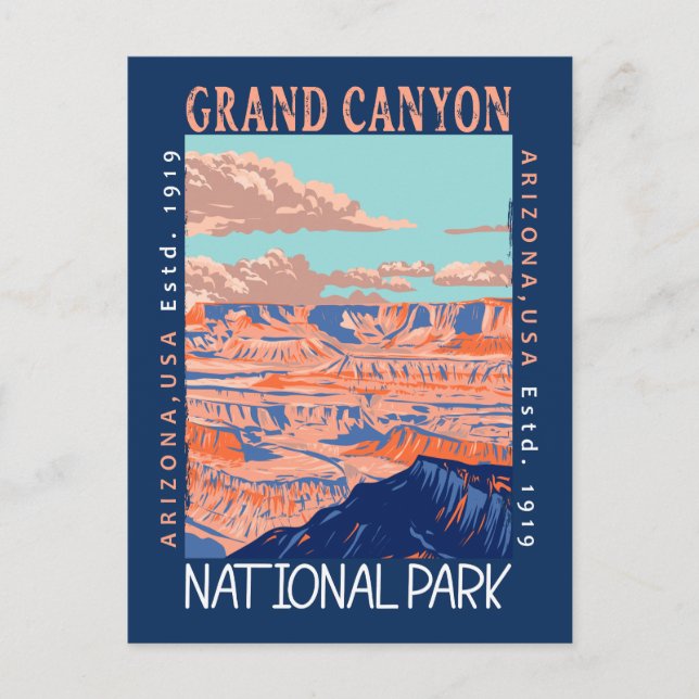  Grand Canyon National Park Arizona Distressed Postcard (Front)