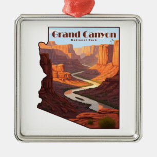 Grand Canyon National Park Arizona Map Metal Tree Decoration