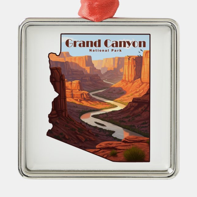 Grand Canyon National Park Arizona Map Metal Tree Decoration (Front)